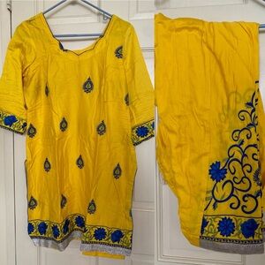 Yellow Blue Salwaar Kameez